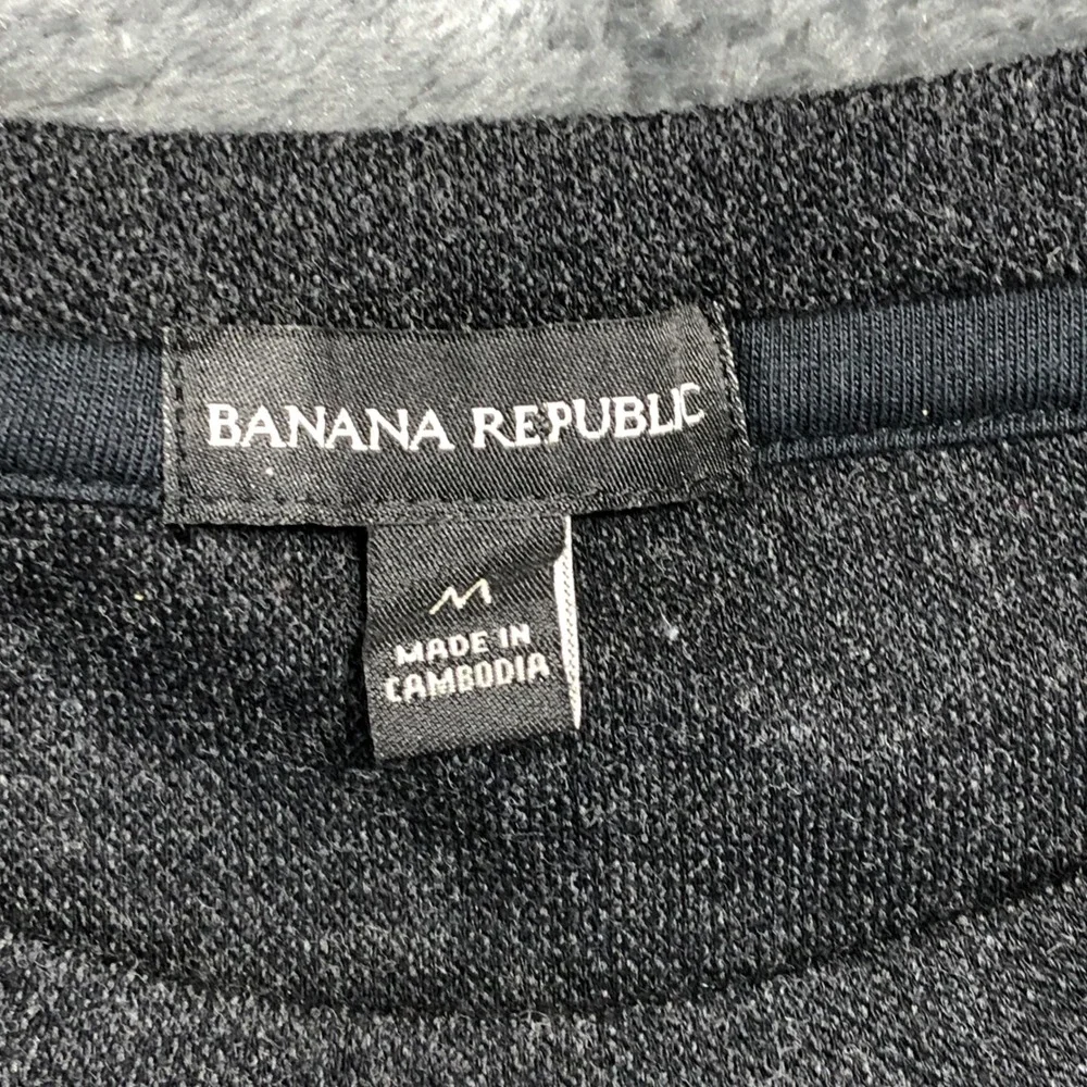 Banana Republic Mens Charcoal‎ Gray Marl Crew Neck Raglan Sweatshirt Size M F22